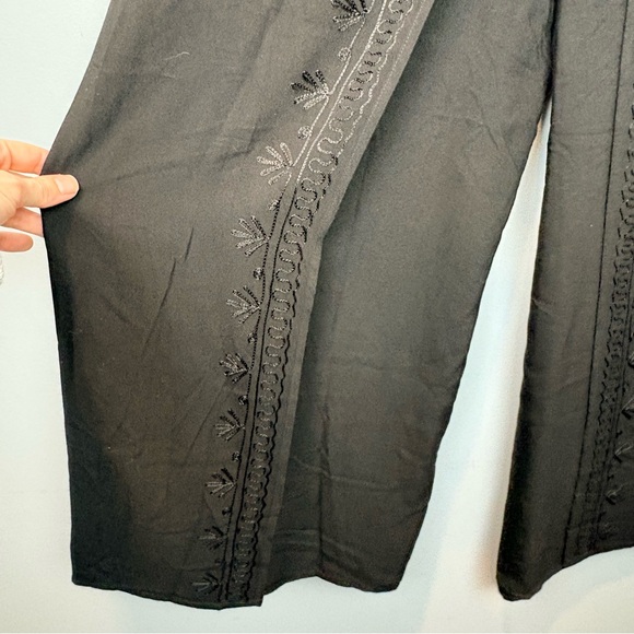 Embroidered Wide Leg Wrap Pants Boho Resort Style - Picture 3 of 16